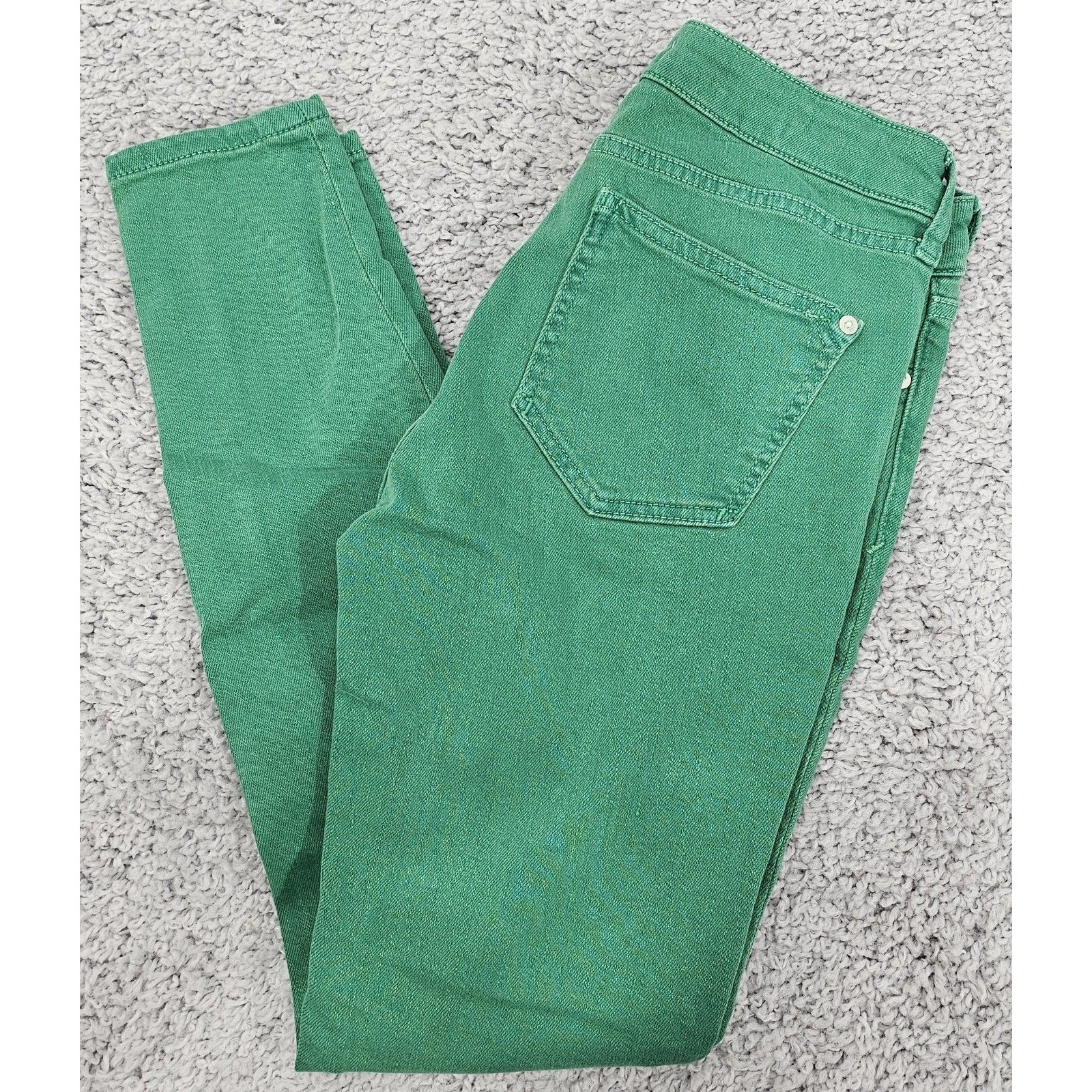 Anthropologie Pilcro Skinny Jeans 26 Kelly Green Mid Rise Stretch Indie Coastal